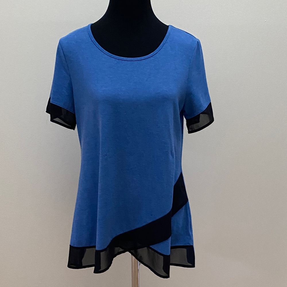 Miusey Blue Short Sleeve Women's Tunic Top